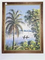 Vintage Artist Signed Tropical Painting