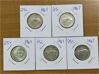 5- 1967 Cdn Quarters