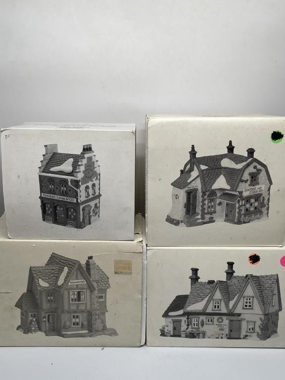 (4) Chrismas Dickens Village Series Buildings