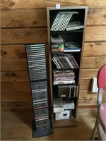 Assorted CDs and Rack