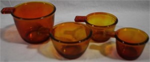 4pc Dark Amber Glass Measuring Cups Set
