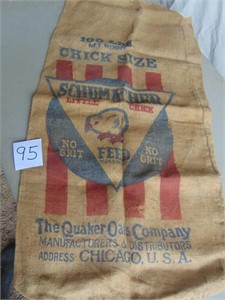 Quaker Oats Company Chick Feed Burlap Bag