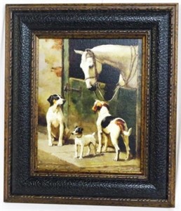 Frame of Dogs with Horse 14.5x14.5