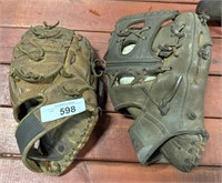 (2) Vintage Leather Cragston Baseball Gloves.