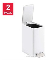 2 pk Kohler White Stainless Steel Step Trash Cans