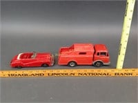 (2) Vintage Toy Fire Truck & Automobile