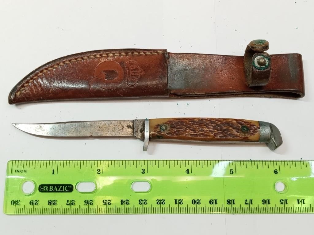 OF) vintage fixed blade knife with sheath
