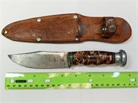 OF) vintage fixed blade knife with sheath