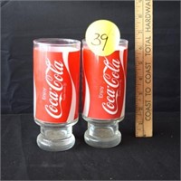 VTG Coca Cola Footed Pedestal Glass QTY 2
