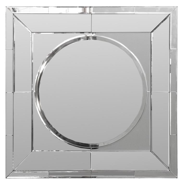 Mid-Century Modern Style Circle in Square Mirror
