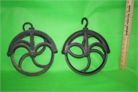 Pair of Cast Iron Pulleys, 12" Tall