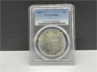 1887 U.S. MORGAN SILVER DOLLAR PCGS MS65