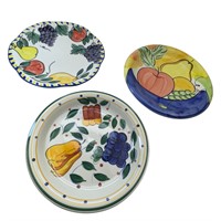 Set of 3 Hand-Painted Ceramic Fruit Plates