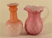Pair Of Quilted Pattern Glass