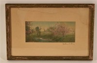 Wallace Nutting Signed Cherry Tree Landscape