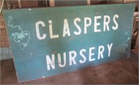 Claspers Nursery wood sign. Measures:
