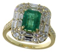 14kt Gold 2.85 ct Natural Emerald & Diamond Ring