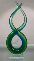 Vintage Mid Century Art Glass Blue Green