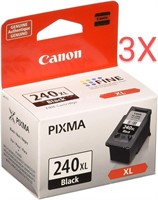 x3 Canon PIXMA 240 XL Black Ink Cartridge