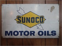 Vintage Sunoco Motor Oil Tin Sign 18x10.5"
