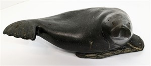 Large Indigenous/Inuit Seal Soapstone Carving
