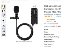 USB Lavalier Lapel Microphone,Fifine Clip-on Cardi