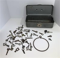 Box of Vintage Keys & Key Ring