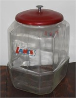 Vintage Lance cracker jar with metal lid &