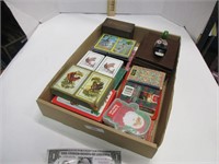 Assorted vintage decks of playing cards, some new