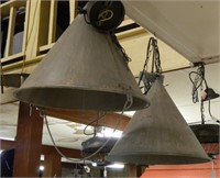 Hanging Metal Funnel Shaped Lamps.  2 pc.
