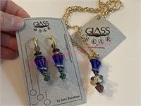 NOS - Handmade Glass beads necklace & earrings