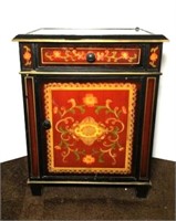 Asian Night Stand with reverse Painted