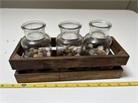 Wood Box W/3 Glass Jars