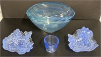 Blue Swirl Art Glass Lot Collection
