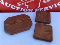 (3) Oak Wood Amish Made Plant Plates