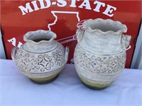 (2) Pair of White Pottery Large Vases