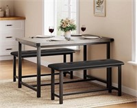 Farmhouse Dining Kitchen Table Set with 2 Benches