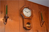Battery Powered Wood Wall Clock & Sconces