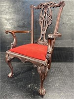 CHILD SIZE MAHOGANY CHIPPENDALE ARM CHAIR