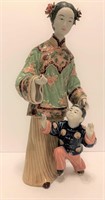 Chinese Porecelain Figurine Mother Child 1950s