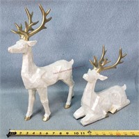 2- Pearl Deer Statues 18" & 12"t