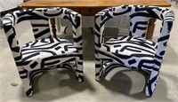 (2) 'Ada' Chairs in Brushstroke Patterned Fabric