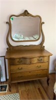 Antique Oak Dresser w/wishbone mirror &