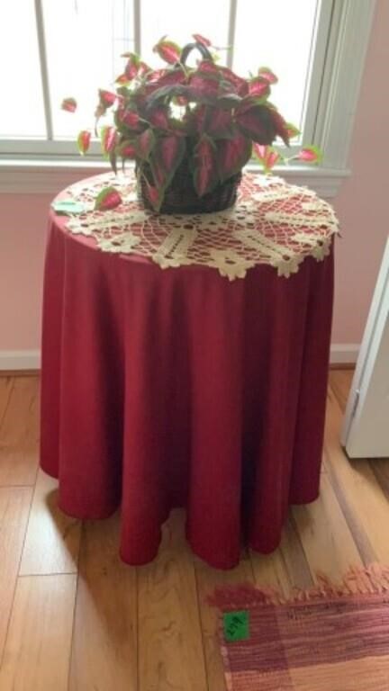 Table w/Flowers & Tablecloth