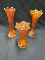 (3) Imperial Marigold Morning Glory Swung Vases