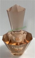 Vintage pink glass art deco perfume bottle and