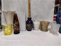 Mixed MCM Art Glass & Ceramic Decor-Vases/Votives