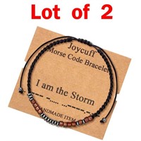 2x "I am The Storm" Morse Code Bracelet, Joycuff