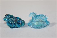 Blue and Carnival Glass Small Figurines