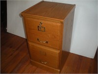 Oak Filing Cabinet W/Keys  17x16x28 Inches